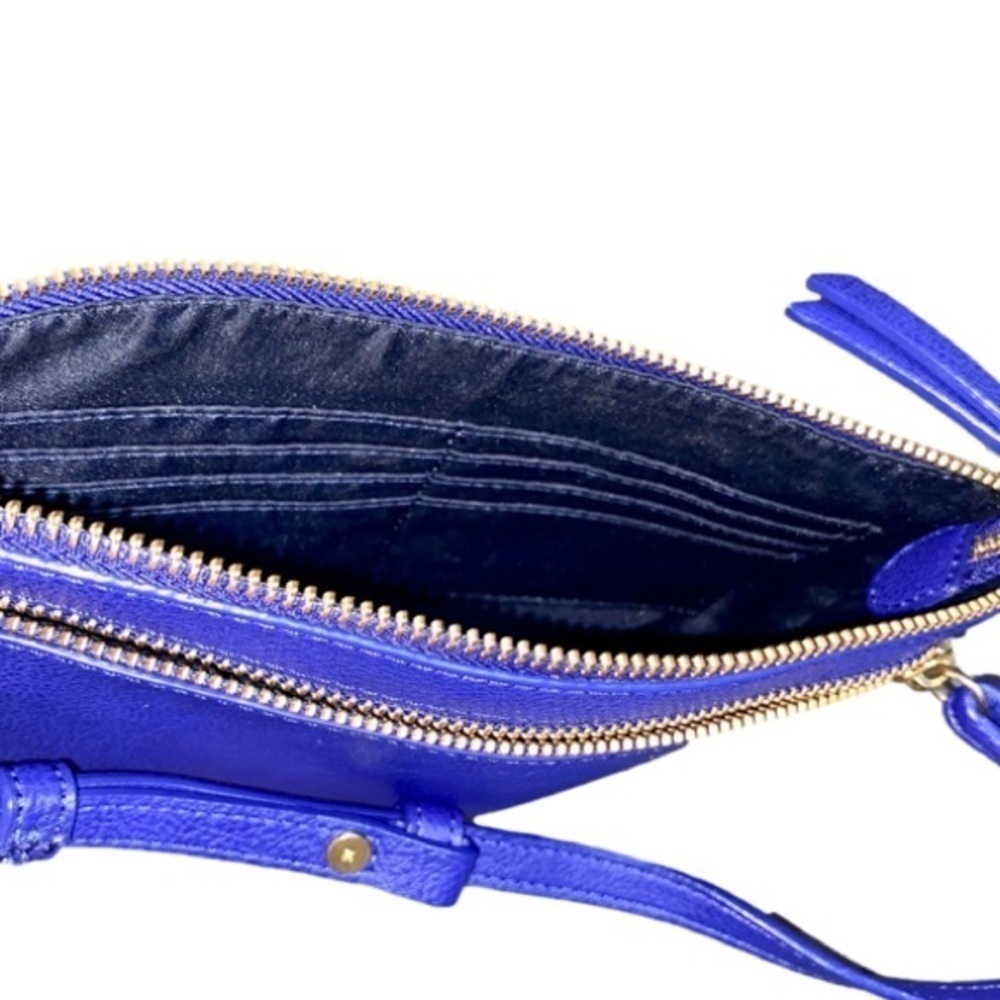 GAP Faux Leather Crossbody Purse/Wallet with Tassel Blue - Picture 5 of 10